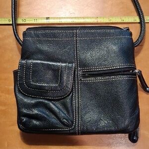 Tignanello Black Leather Crossbody Bag